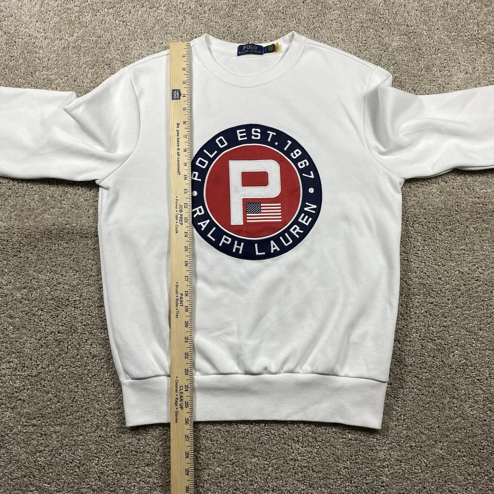 Polo Ralph Lauren Yacht Club Challenge Circle P Sweatshirt White Mens Small - Picture 5 of 10